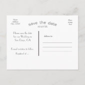 SAVE THE DATE graue Typografie Foto Postkarte (Rückseite)