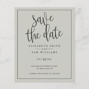Save the Date Gray Elegant Simple Budget Flyer