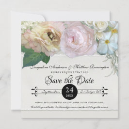 Save the Date Gray Ombre Blume Peony Rose Einladung