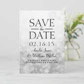 Save the Date Gray Sparkle Snowflake (Stehend Vorderseite)