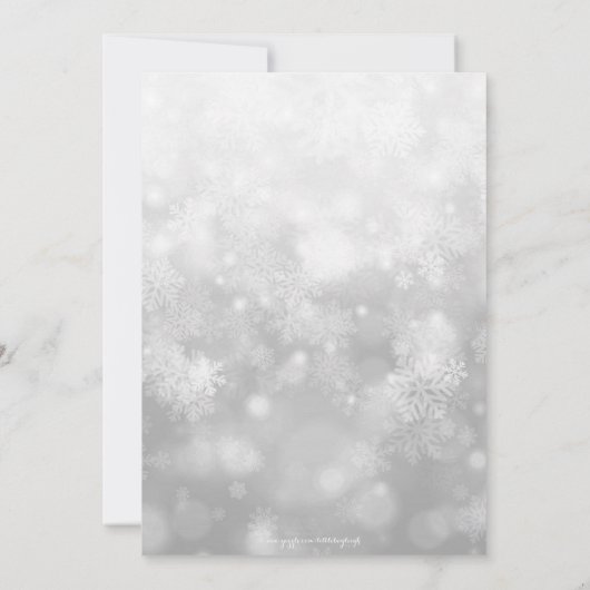 Save the Date Gray Sparkle Snowflake (Rückseite)