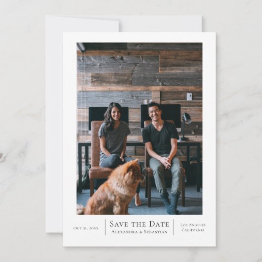 Save the Date Gray White Wedding Personalisiert (Vorderseite)