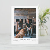 Save the Date Gray White Wedding Personalisiert (Stehend Vorderseite)