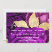 Save the Date Gray Wreath Gold Lila Rose (Vorderseite)