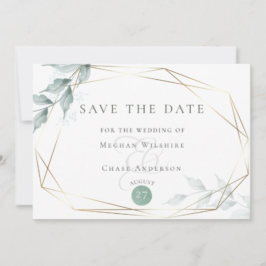 Save The Date | Grayed Jade Green Botanical (Vorderseite)