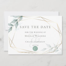 Save The Date | Grayed Jade Green Botanical