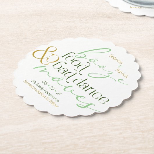 Save the Date Green Boost Food Bad Dance Moves Untersetzer (angewinkelt)