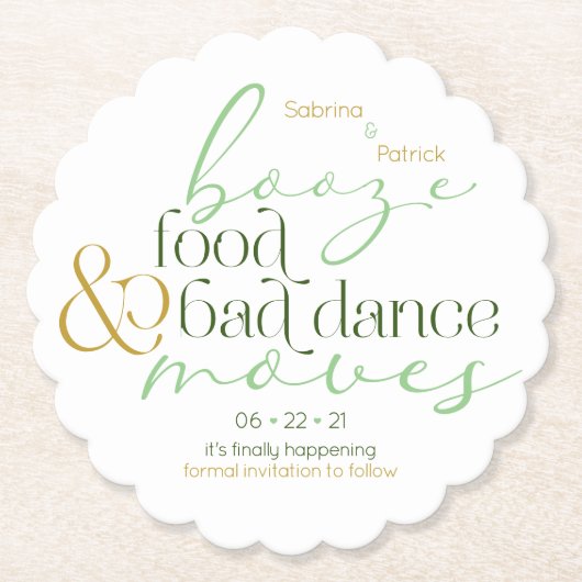 Save the Date Green Boost Food Bad Dance Moves Untersetzer (Vorderseite)