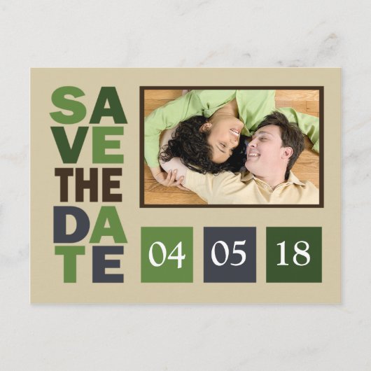 Save the Date Green Shade Wedding Colors Ankündigungspostkarte (Vorderseite)