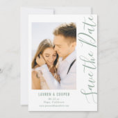 Save the Date Green Stilschrift Modern Wedding (Vorderseite)