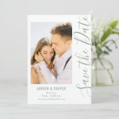 Save the Date Green Stilschrift Modern Wedding (Stehend Vorderseite)