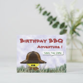 Save the Date GRILLEN Ankündigungspostkarte (Stehend Vorderseite)