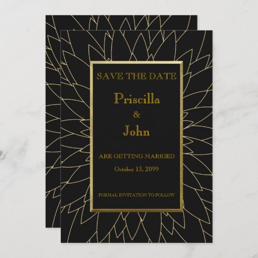 Save the Date, großartige Gatsby, Dahlia geometris Einladung (Vorne/Hinten)