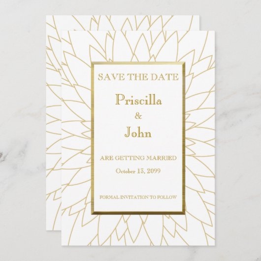 Save the Date, großartige Gatsby, Dahlia geometris Save The Date (Vorne/Hinten)