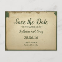 Save the Date Grün/Beige-Hochzeitskleid