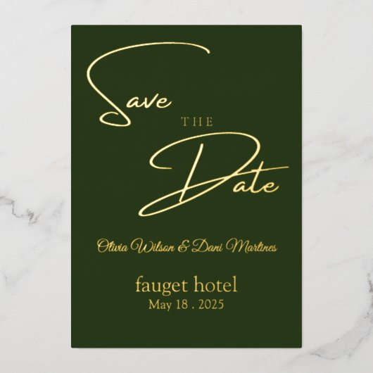 Save the Date grün Folieneinladung (Vorderseite)