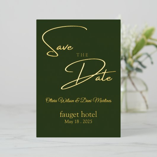 Save the Date grün Folieneinladung (Stehend vorne)