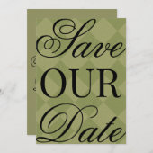 Save the Date grün Kariert Einladung (Vorne/Hinten)