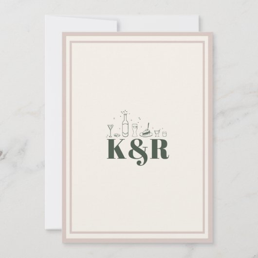 Save the Date grün und rosa Einladung (Rückseite)