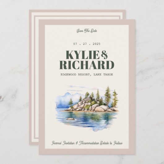 Save the Date grün und rosa Einladung (Vorne/Hinten)