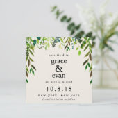 Save the Date Grüner Blumenleaf Olive Wreath Einladung (Stehend Vorderseite)