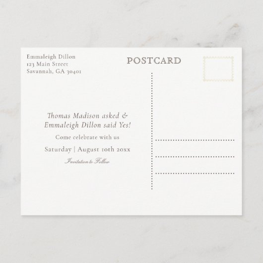 Save the Date grüner botanischer Glitzer für Radia Ankündigungspostkarte (Rückseite)