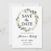 Save the Date: Grüner Eukalyptus-Foliage Einladung (Vorderseite)