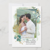 Save The Date. Grünes botanisches Foto Hochzeit Einladung (Vorderseite)