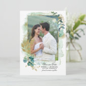 Save The Date. Grünes botanisches Foto Hochzeit Einladung (Stehend Vorderseite)