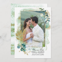 Save The Date. Grünes botanisches Foto Hochzeit