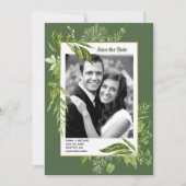 Save the Date. Grünes botanisches Hochzeitssemble Einladung (Vorderseite)