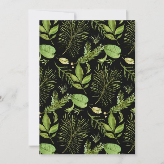 Save the Date. Grünes botanisches Hochzeitssemble Einladung (Rückseite)