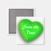 Save the Date/Grünes Herz Magnet (Vorderseite/Rückseite)
