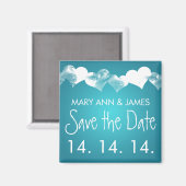 Save the Date Grunge Hearts Türkis Magnet (Vorderseite/Rückseite)