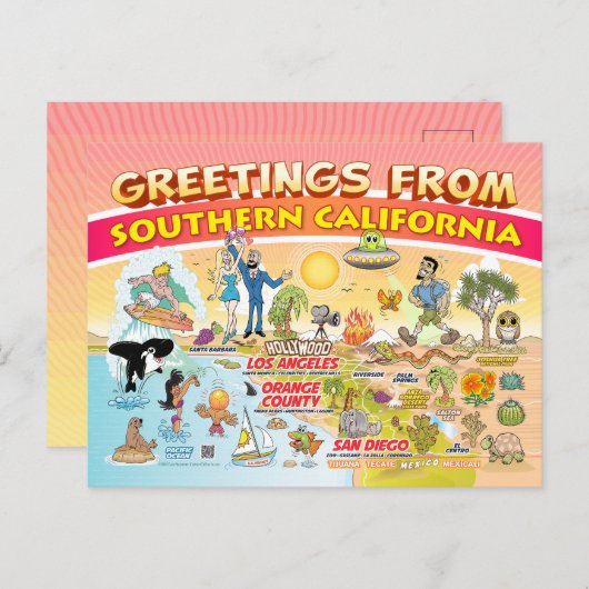Save the Date Grüße von Socal Postkarte (Vorne/Hinten)