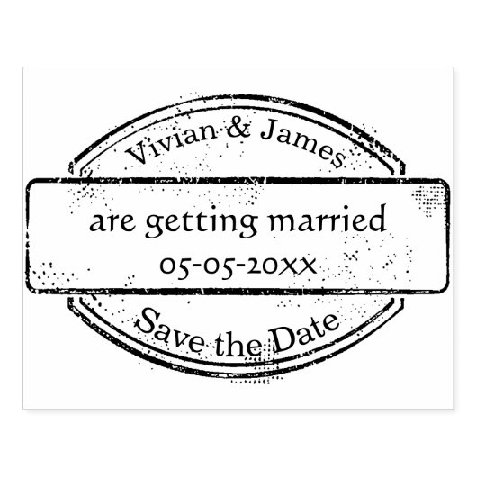 Save the Date Gummi-Briefmarke groß | Name und Dat Gummistempel (Prägung)