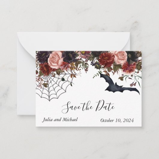 Save the Date Halloween Hochzeit im Herbst Waterco Mitteilungskarte (Vorderseite)