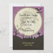 Save the Date Halloween Hochzeit in lila (Vorderseite)