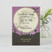 Save the Date Halloween Hochzeit in lila (Stehend Vorderseite)