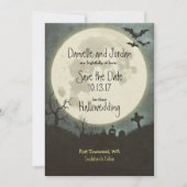 Save the Date Halloween Hochzeit - Mond, Friedhof (Vorderseite)