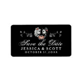 Save the Date - Halloween Skelette und Herz-Label Adressaufkleber (Vorne)
