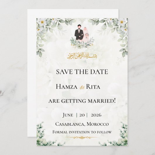 Save the Date | Hamza & Rita Einladung (Vorne/Hinten)