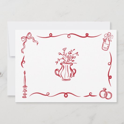 Save the Date Hand gezogen Illustriert Whimsical (Rückseite)