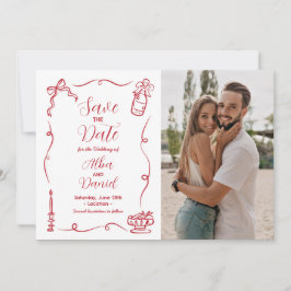 Save the Date Hand gezogen Illustriert Whimsical