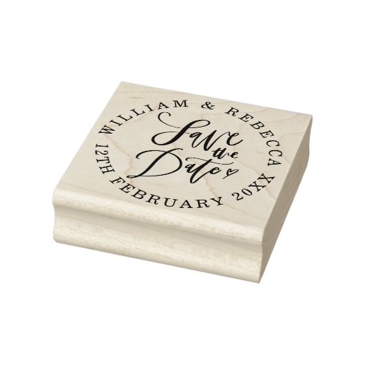 Save the Date Hand-Script-Herz-Circle Gummistempel (Stempel)