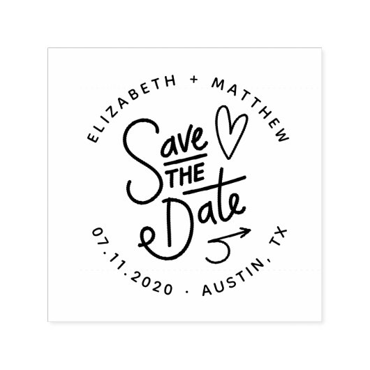 Save the Date handgeschriebene Hochzeitskautschuk- Permastempel (Design)