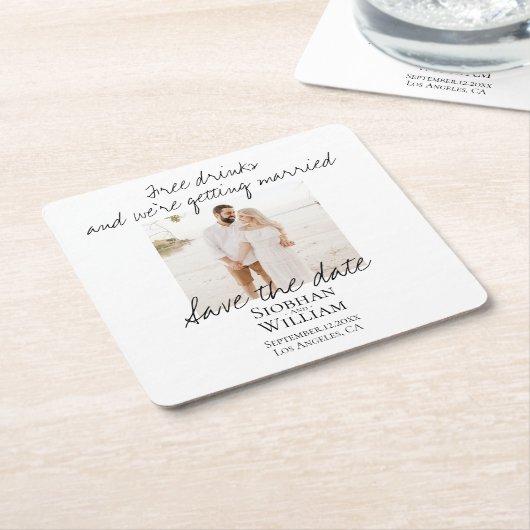 Save the Date Handgeschriebenes Personalisiertes F Rechteckiger Pappuntersetzer (angewinkelt)