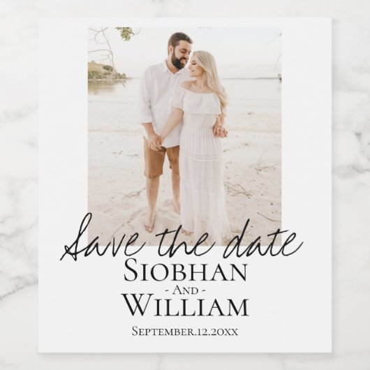 Save the Date Handgeschriebenes Personalisiertes F Weinetikett (Einzelnes Label)