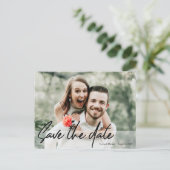 Save the Date Handgeschriebenes Verlobung-Foto Postkarte (Stehend Vorderseite)