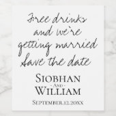 Save the Date Handschriftlich Personalisiert Weinetikett (Einzelnes Label)